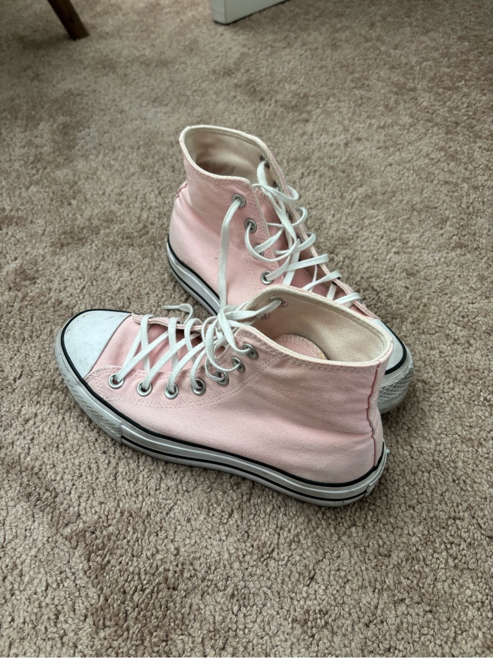 Converse High-Top Canvas Sneakers in Pale Pink - Picture 2 of 7